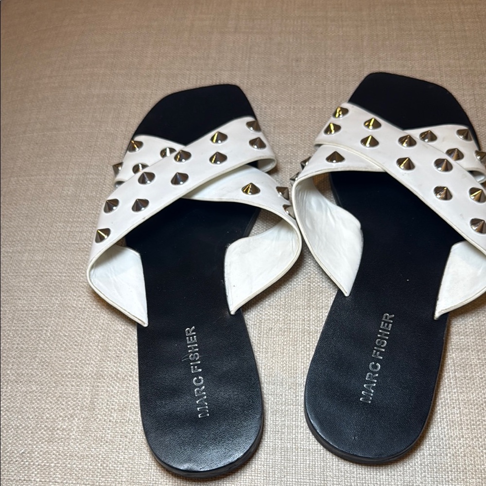 Marc Fisher Black and White Studded Sandals